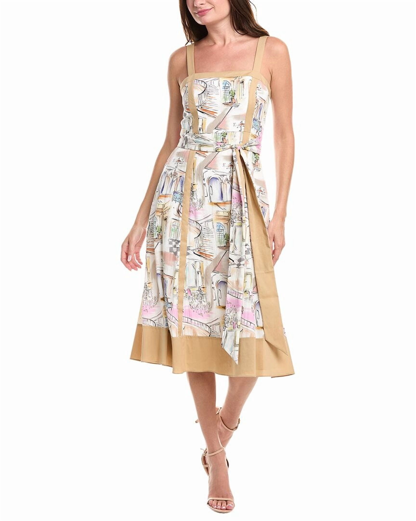 Badgley Mischka womens Framed Midi Dress, 14, Beige