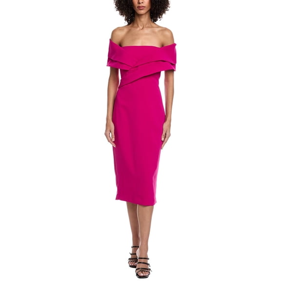 Badgley Mischka womens  Off-Shoulder Sheath Dress, 14, Purple