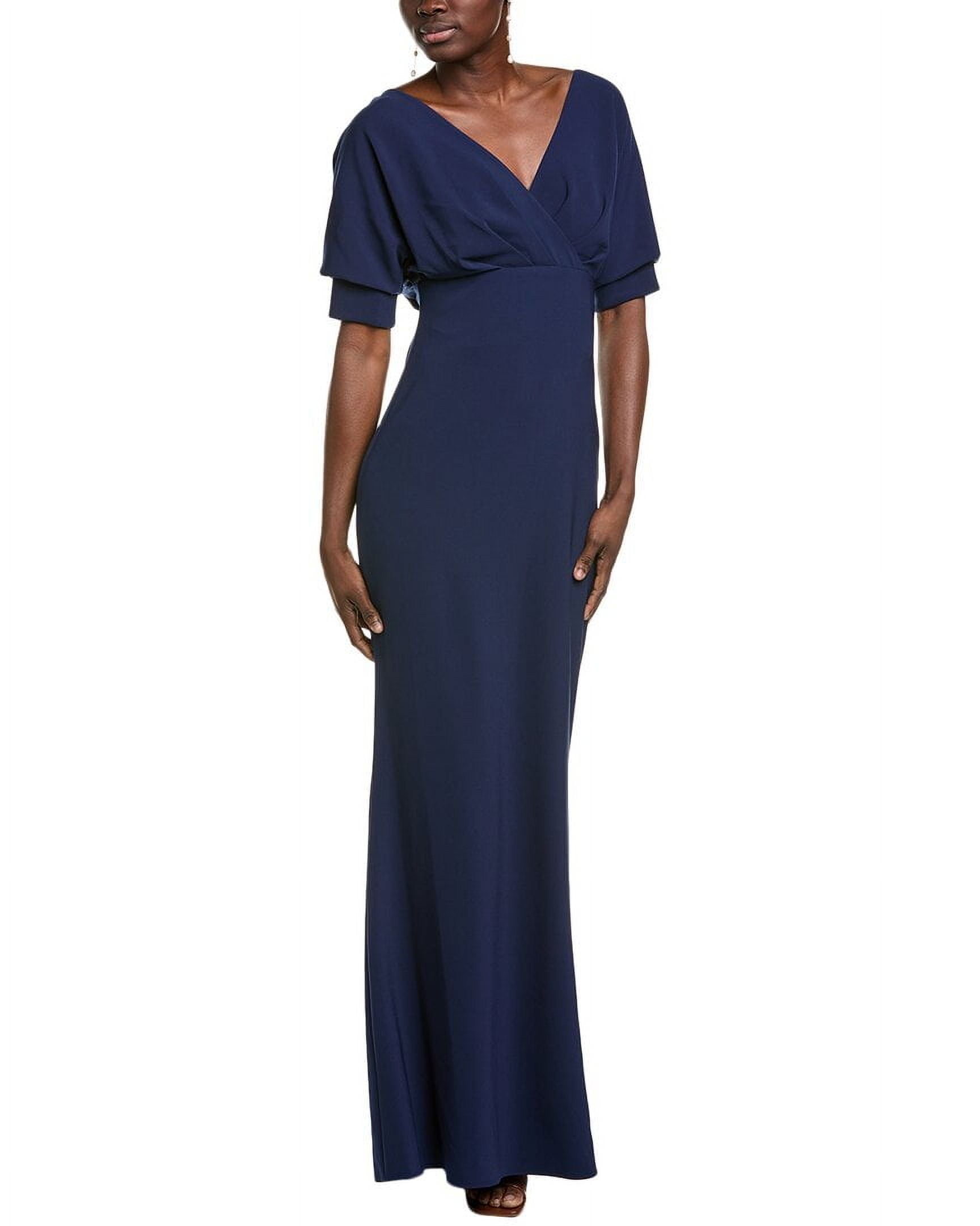 formal badgley mischka dress Badgley Mischka Women's Stretch-Crepe Cape-Sleeve Midi-Dress - Navy main image 1
