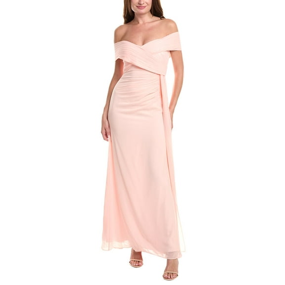 Badgley Mischka womens  Off-The-Shoulder Wrap Dress, 0, Pink