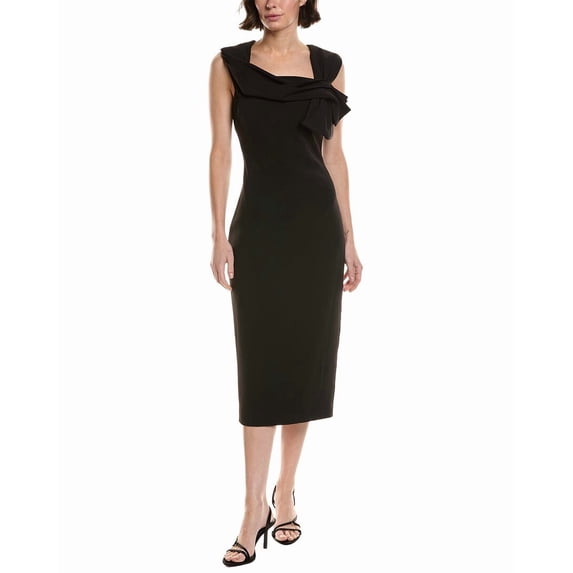 Badgley Mischka womens Pleated Cocktail Gown, 6, Black
