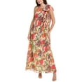 thumbnail image 1 of Badgley Mischka womens  Pleated One-Shoulder Gown, 4, Red, 1 of 3