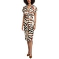 thumbnail image 1 of Badgley Mischka womens  Printed Midi Dress, 2, Tan, 1 of 3