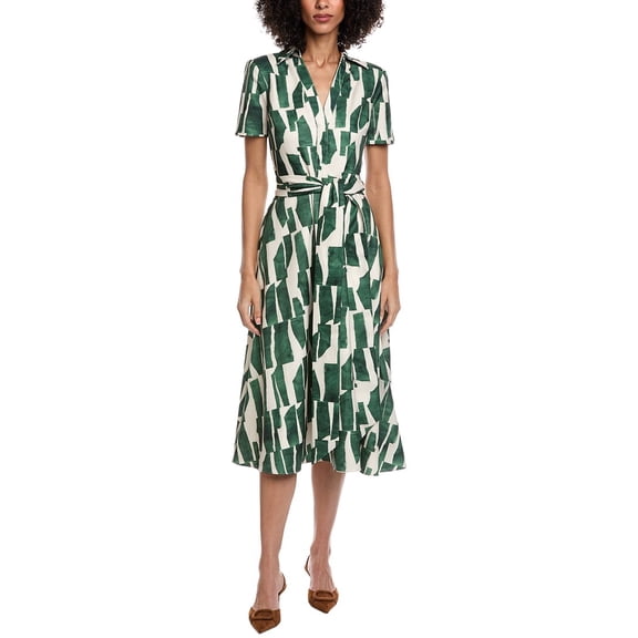 Badgley Mischka womens  Printed Midi Shirtdress, 8, Green