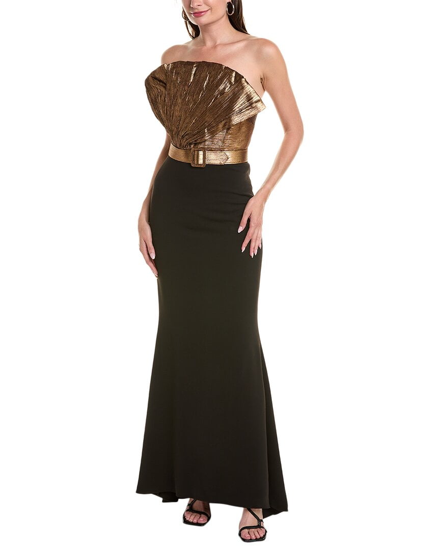 Badgley Mischka womens Sculptural Lame Gown 0 Black Walmart