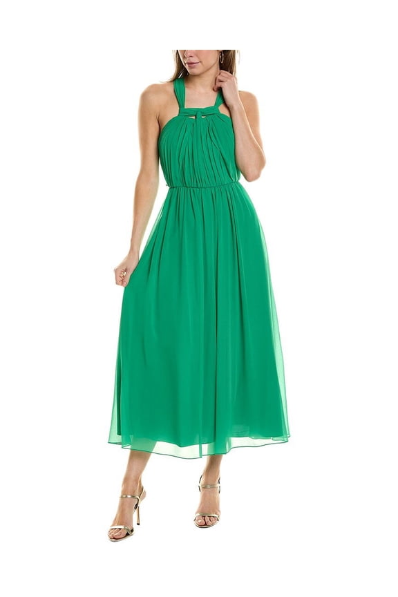 womens  Shirred Knotted Gown, 8, Green
