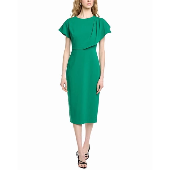 Badgley Mischka womens Side Drape Cape Cocktail Dress, 12, Green