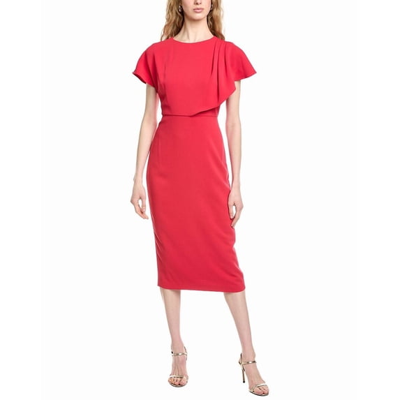 Badgley Mischka womens Side Drape Cape Cocktail Dress, 12, Red
