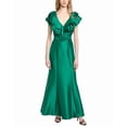thumbnail image 1 of Badgley Mischka womens  V-Neck Ruffle Gown, 14, Green, 1 of 3