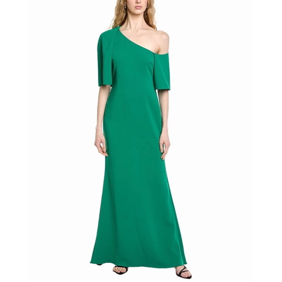Badgley Mischka womens Wrap Off Shoulder Gown, 4, Green