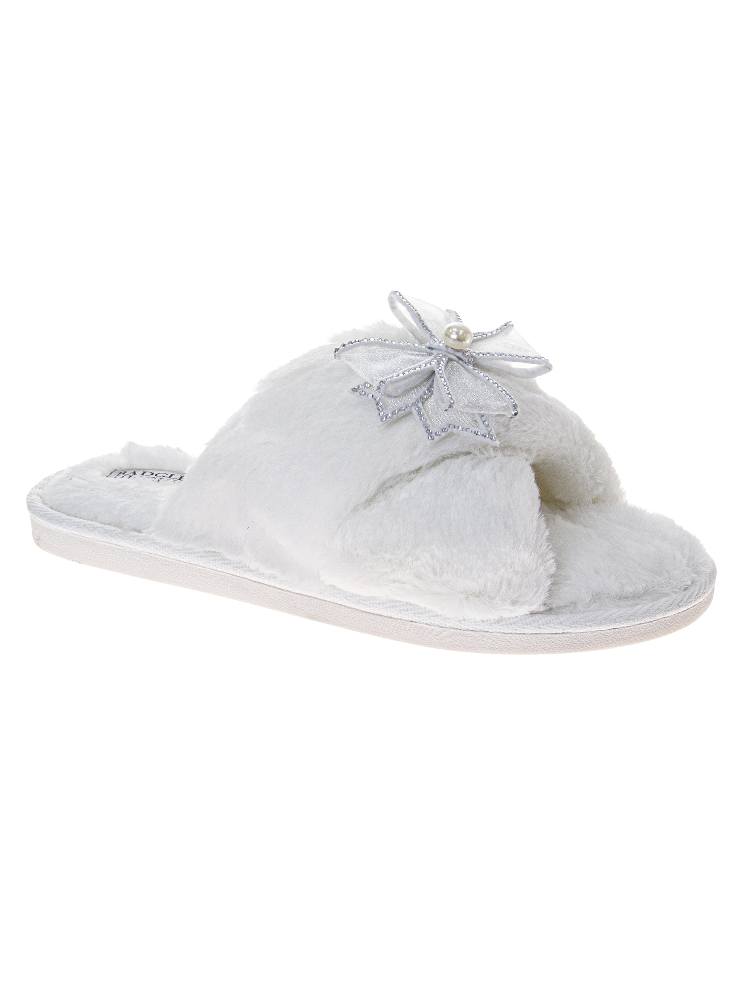 Badgley Mishka Women's Open Toed Slide On Slippers with Bow