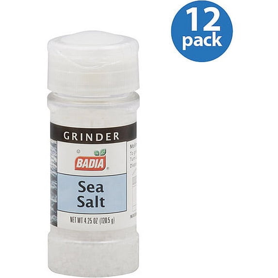 Badia Grinder Sea Salt, 4.25 oz, Pack of 8