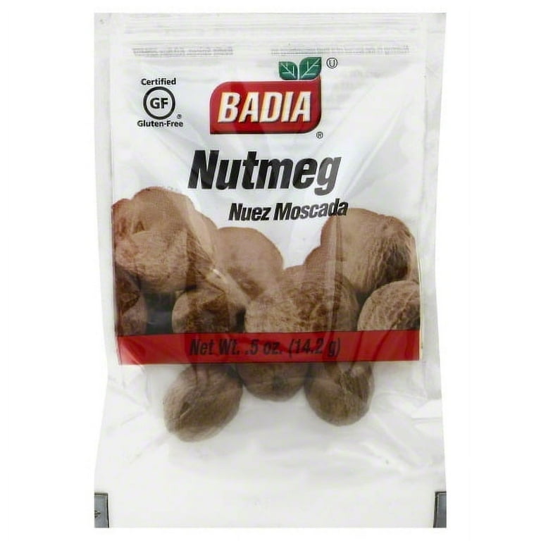 Badia Whole Nutmeg, Sweet Flavor, Gluten Free, 0.5 oz Bottle