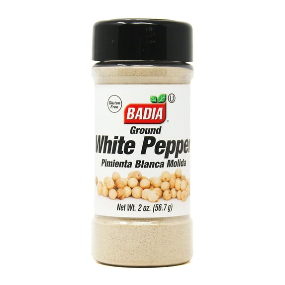 Badia Pepper White, Pimienta Blanca Molida, 2 oz Bottle