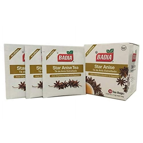 Badia Star Anise Tea Bags, Natural Herbs Slimming, Caffeine-Free, 10ct (20 Pack)