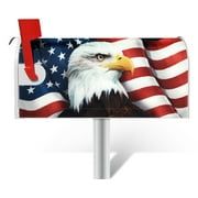 Badiano American Bald Eagle Mailbox Cover, USA Flag Patriotic Magnetic Mailbox Wraps, 21 x 18 inch