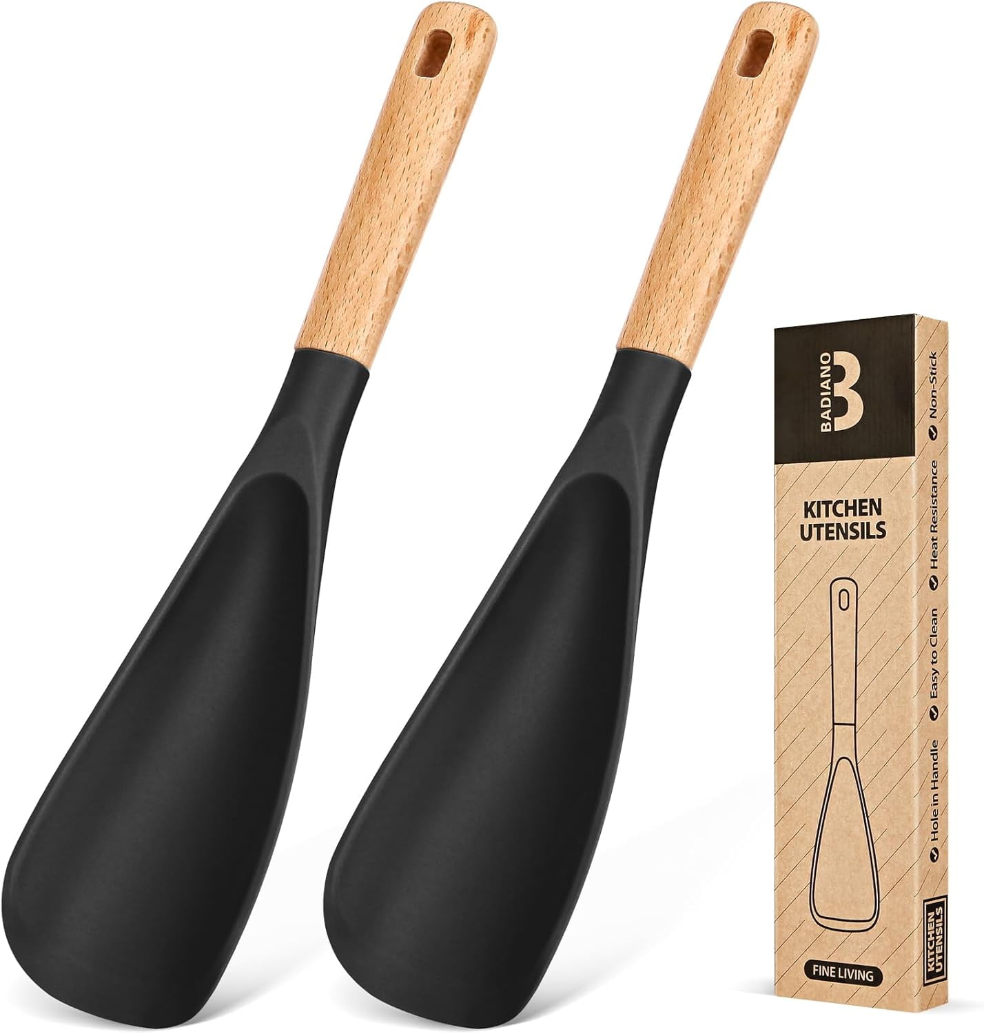 Badiano Cooking Spoon for Nonstick Cookware, Silicone Spoon Set for ...