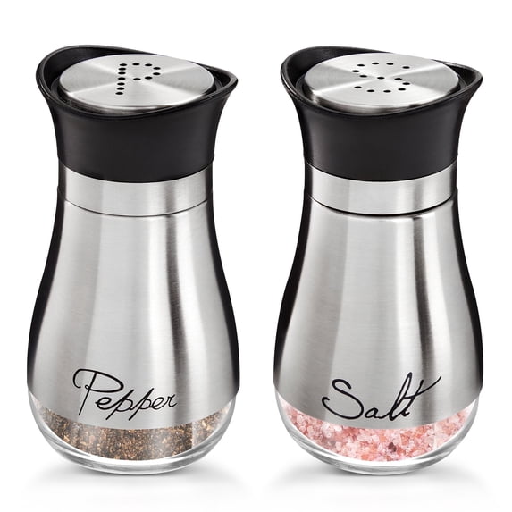 Badiano Salt and Pepper Shakers Set,2 Pack Metal Spice Dispenser,4 oz,Silver