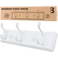 thumbnail image 1 of Badiano Wall Mount Wood Coat Rack with 3-Dual-Hooks,Bamboo Hanging Organizer for Closets Room,White, 1 of 6