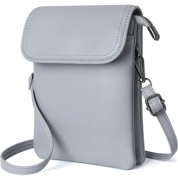 Badiya Adult Big Crossbody Bags, Adjustable Strap, PU Leather, 1-Piece, Grey