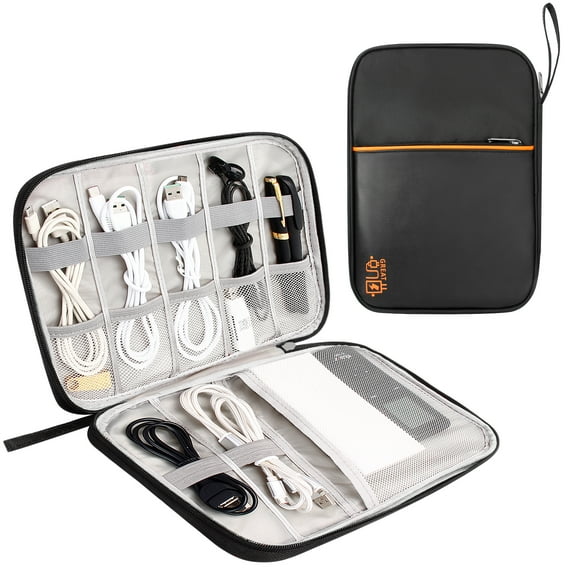 Badiya Electronics Organizer Small Travel Cable Organizer Bag Compact Waterproof Electronic Accessories Cord Case for Hard Drives, Cables, Cords, Chargers