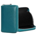 thumbnail image 1 of Badiya Genuine Leather Credit Card Holder RFID Small Zipper Card Case Wallet for Women & Men, 1 of 8