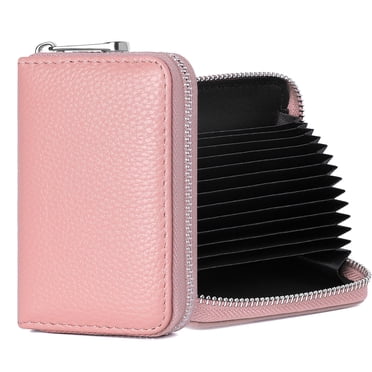 Genuine Leather RFID Blocking Card Holder – Zipper Wallet For Women & Men, 14+ Card Slots, Accordion Design