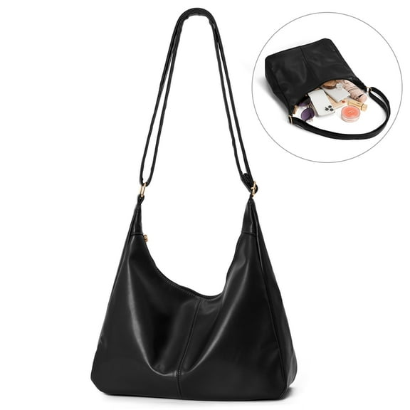 Badiya Hobo Bags for Women Tote Handbags Pu Leather Ultra Soft Slouchy Tote Purses Foldable Crossbody Bag