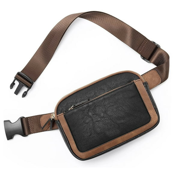 Badiya Leather Colorblock Zipped Removable Clip Waterproof Crossbody Bag