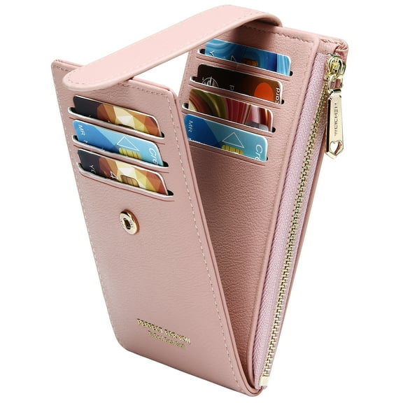 Badiya RFID Card Holder Wallet for Women Slim Wallets Bifold Women Multi Card Case Zipper Coin Purse