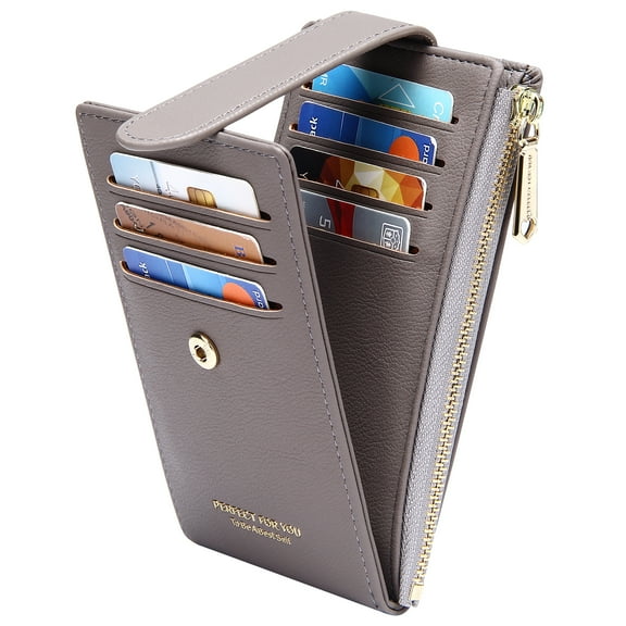 Badiya RFID Card Holder Wallet for Women Slim Wallets Bifold Women Multi Card Case Zipper Coin Purse