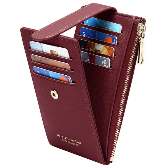 Badiya RFID Card Holder Wallet for Women Slim Wallets Bifold Women Multi Card Case Zipper Coin Purse