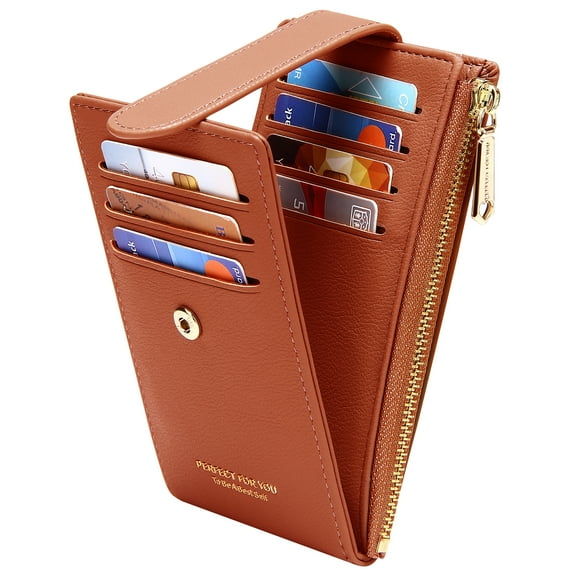 Badiya RFID Card Holder Wallet for Women Slim Wallets Bifold Women Multi Card Case Zipper Coin Purse