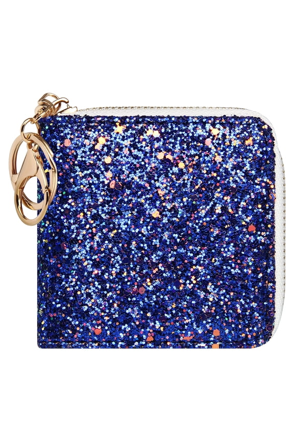 Small Glitter Wallet for Women Girls Women Mini Coin Purse Pouches with Key Ring