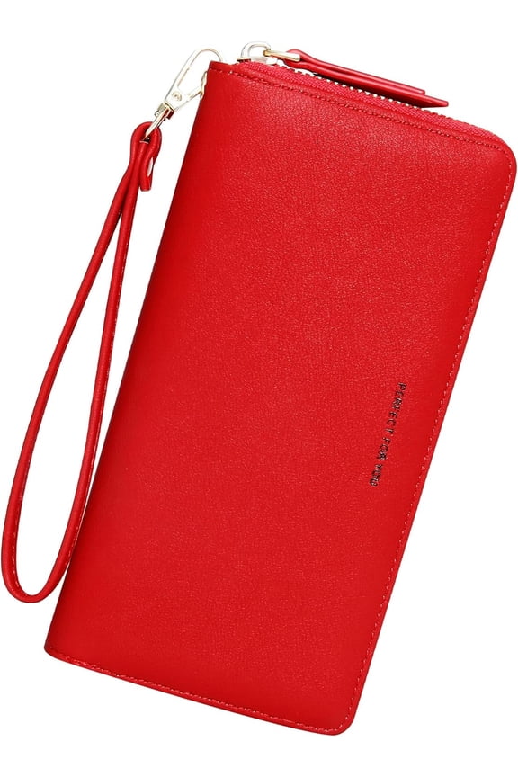 Wallets for Women Large Capacity PU Leather Credit Card Holder Clutch Wristlet Wallet