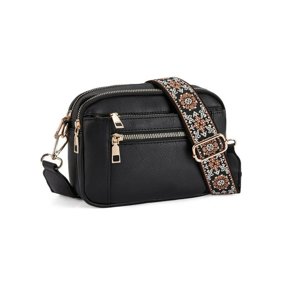 Badiya Women's Fashion Colorblock Zipper Crossbody Bag, PU Leather Shoulder Bag for Daily, Trendy Versatile Hight-quality Daily Commuting Bag