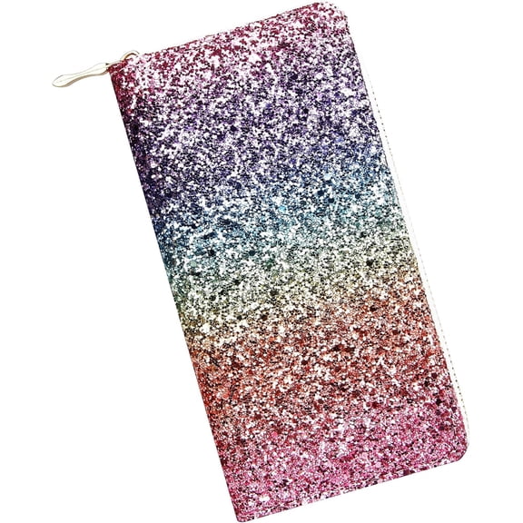Badiya Women's Fashionable Glitter Sequins Decor Long Wallet, Casual Versatile Zipper Wallet, Trendy High-quality Daily Money Saving Wallet Suitable for Daily Wear with Holiday Birthday Gifts