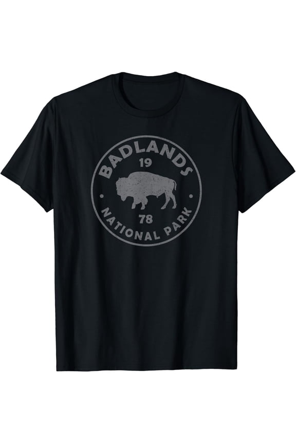 Badlands Bison Vintage Mens Hiking Souvenir T-Shirt