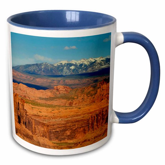 3drose, Badlands, La Sal Mountains, Moab, Utah, Usa - Us45 Hga0408 - Howie Garber, 15oz Two-tone Blue Mug