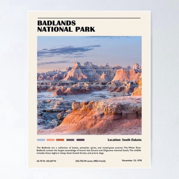 Badlands National Park Poster, Poster Only