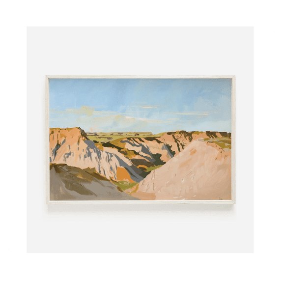 Badlands National Park Print South Dakota High Desert Vintage Landscape Painting Badlands South Dakota Poster Rustic Wall Art