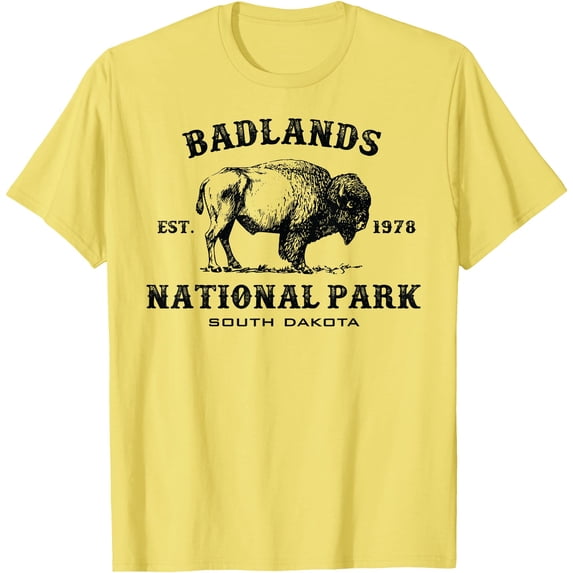 Badlands National Park South Dakota American Bison Souvenir Unisex T-Shirt for Men Women Kids Toddler,Cornsilk Color,Size 4XL