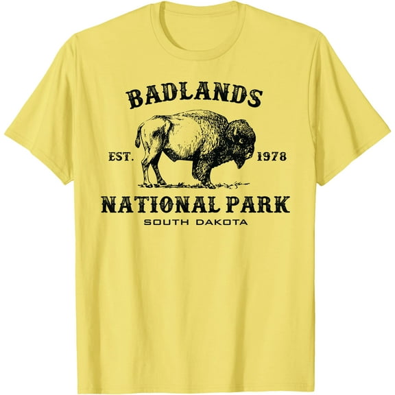 Badlands National Park South Dakota American Bison Souvenir Unisex T-Shirt for Men Women Kids Toddler,Cornsilk Color,Size XL
