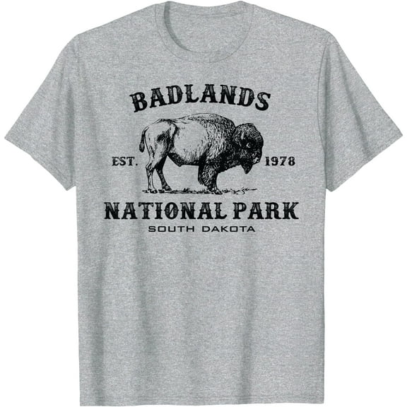Badlands National Park South Dakota American Bison Souvenir Unisex T-Shirt for Men Women Kids Toddler,Sport Grey Color,Size 2T