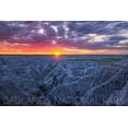 thumbnail image 1 of Badlands National Park, South Dakota, Purple Sunrise (36x54 Giclee Gallery Art Print, Vivid Textured Wall Decor), 1 of 3