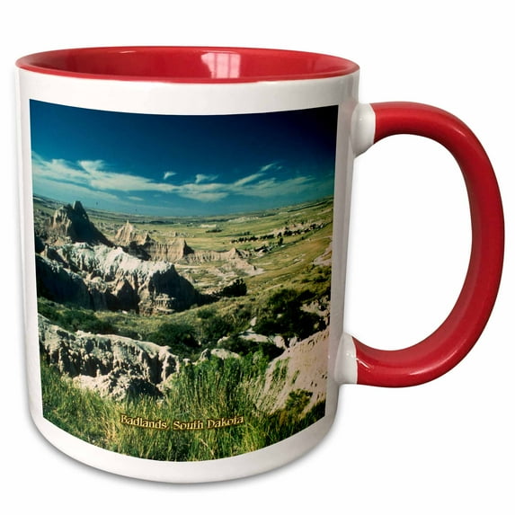 3drose, Badlands, South Dakota, 11oz Two-tone Red Mug
