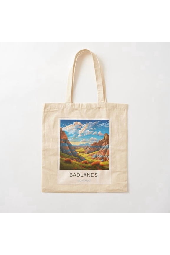 Badlands, South Dakota Canvas Tote Bags, Reusable Shopping Bag