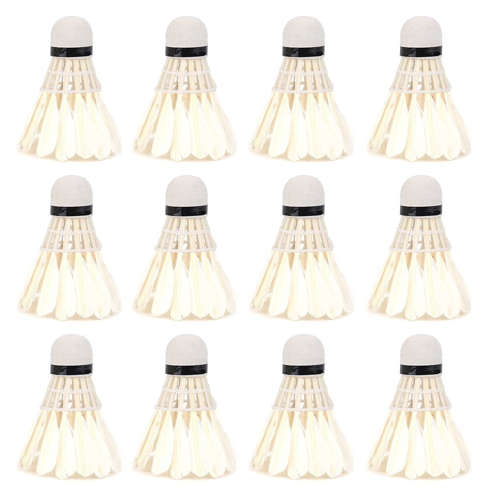 Badminton Balls, 12Pcs/Lot White Feather Badminton Balls Shuttlecocks Outdoor Sports Training Accessory for Indoor Outdoor Game