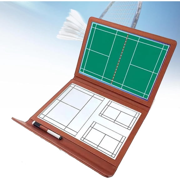 Badminton Coaching Board, 32 x 25cm Double Sided Dry Erase Clipboard with Pen and Eraser, Folding Tactical Board, for Match Training