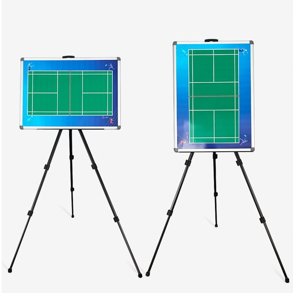 Badminton Coaching Board with Retractable Stand, Magnetic Erasable Whiteboard, Tactical Training Clipboard, 70 x 50cm for Training Teaching